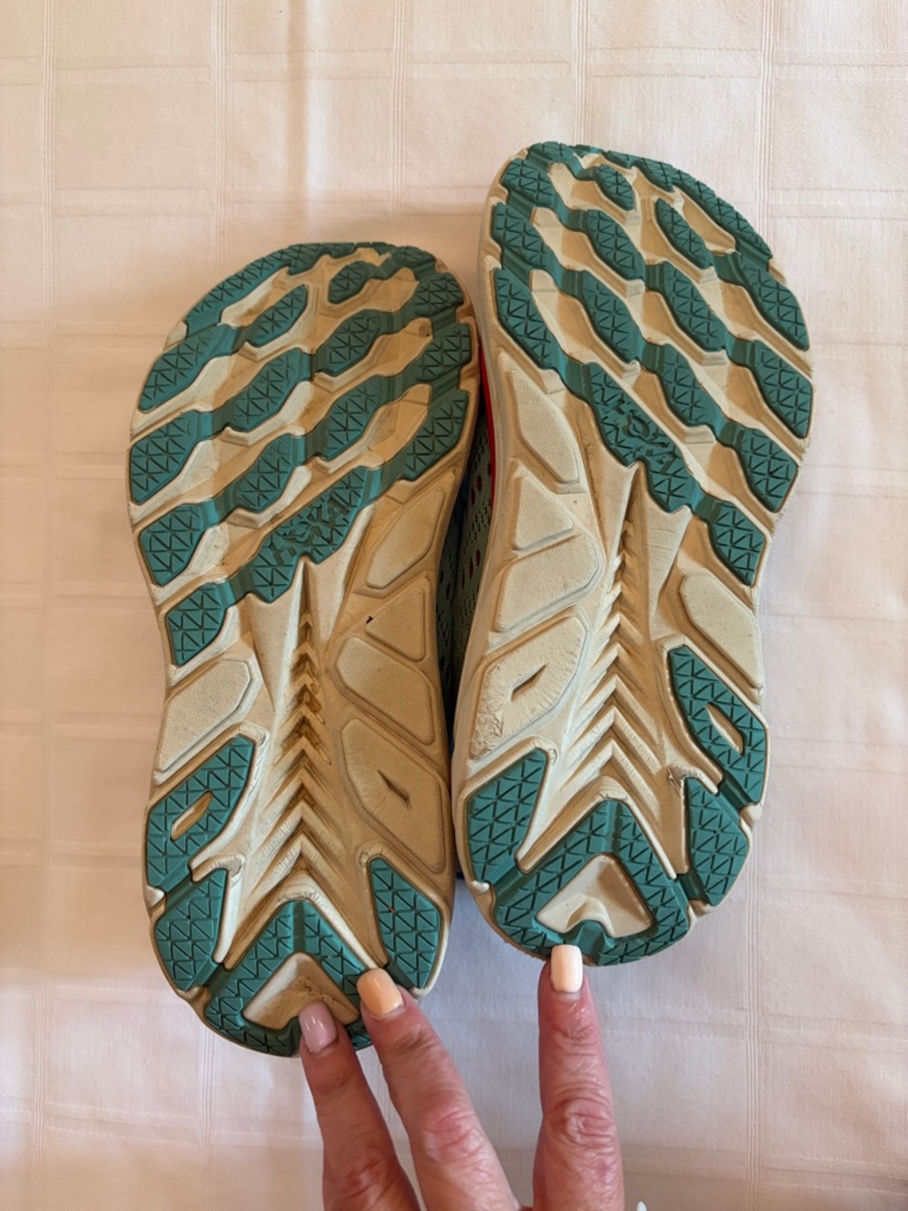 Hoka Women's Teal and Red Athletic Running Shoes - Picture 4 of 6
